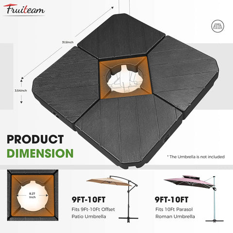 Beefy Heavy Duty Patio Offset Umbrella Base Stand With 180 Lb Sand Or Water Fill Capacity Wind Resistant top view