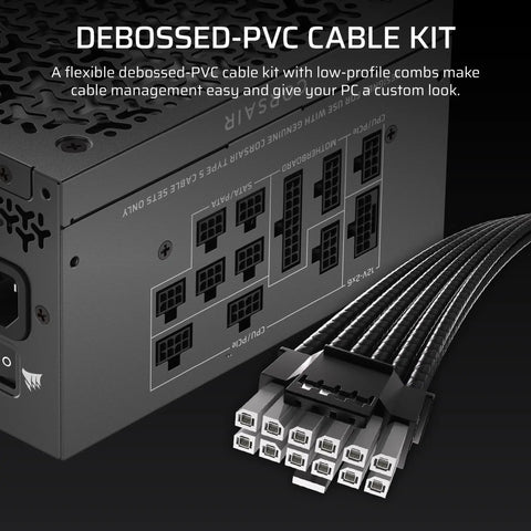 RM1000x Shift 2025 Fully Modular ATX Power Supply With Side Interface Native 12V 2x6 GPU Cable close-up view