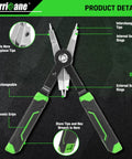 Pro Grade 8 Inch Quick Turn Snap Ring Pliers With Interchangeable Tips shown with ergonomic grips and tip storage view