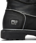 Close-up of the heel and logo on the Gravel Pit 10 Inch Internal Met Guard Steel Toe Work Boot For Men Built For Real Tough Jobs Puncture Resistant Insulated Waterproof Industrial Safety Footwear Black 2024 New Size 9.5 Wide US.