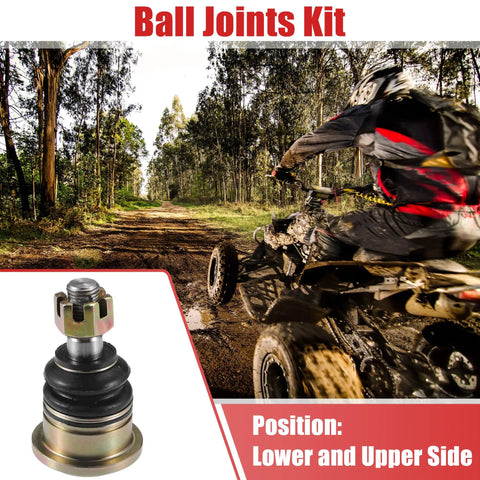 Left Right Ball Joint Kit M12x1.25 for 125cc 200cc 250cc Quad Dirt Bike ATV Go Kart pack of four with off-road rider