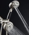 High Pressure 48 Mode Luxury 3 Way Shower Head Kit With Dual Rain And Handheld, 6 Foot Stainless Steel Hose, Anti Slip Grip