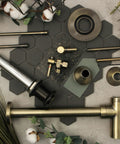 Trimscape Modern Bathroom Sink Trim Kit With Bottle Trap And Drain In Antique Brass, Solid Brass Construction components layout