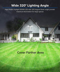 Ultra Bright Motion Sensor Outdoor Light With 15W 2000LM LED Flood Light covering wide yard with 320 lighting angle on house