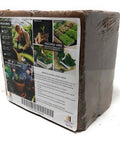Coco Coir Organic Top Soil For Indoor And Outdoor Plants From A 4 Brick Pack That Expands To 10 Gallons with packaging details