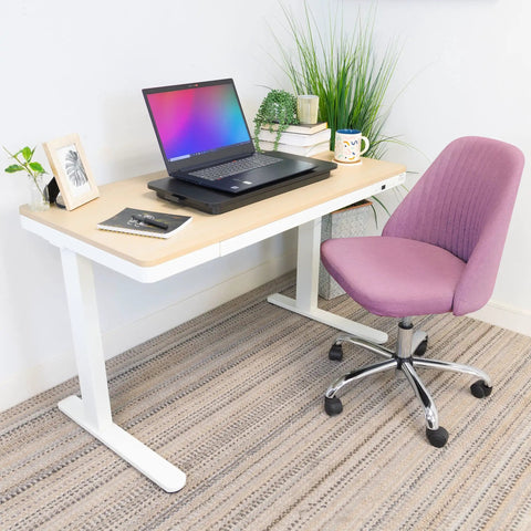 Home office desk with sit stand keyboard tray for desk with height adjustable riser and large 23.6 inch by 11.8 inch surface