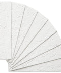 Old Town White Faux Brick Wall Tiles Set arranged in a fan shape, highlighting texture and 3D thin brick veneers.