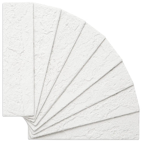Old Town White Faux Brick Wall Tiles Set arranged in a fan shape, highlighting texture and 3D thin brick veneers.