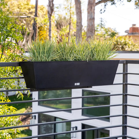 Plastic Railing Planter With Adjustable Brackets For Outdoor Balcony And Fence All Weather Durable Planter Box 36 Inch