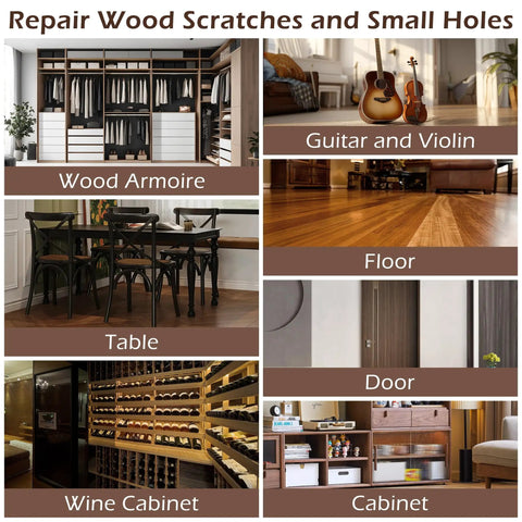 Professional Wood Furniture Repair Kit With Twelve Shade Fillers And Eight Touch Up Markers for fixing armoires, cabinets and floors.