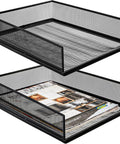 Two Pack Wire Mesh Letter Trays For Desk, Stackable Paper Organizer, 12.8 By 10 By 2.9 Inches, Metal Magazine File Holder