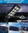 Beefy 400W Solar Street Light Dusk To Dawn With Motion Sensor Remote IP67 Waterproof showing rain protection features
