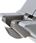 Close-up of Double Cut TurboShear Attachment for drills, showcasing sharp blades for clean edges and quick work on 18 gauge sheet metal.