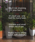 PotLifter plant mover and lifting tool for garden pots and planters; lifts up to 200 pounds.