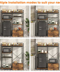 Super Handy 4 Tier Fridge Stand With Storage Shelves And Rolling Drawer Bakers Rack With multiple installation modes