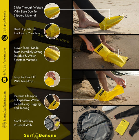 Friction Free Wetsuit Changing Sock For Surfers And Divers, Reusable Tear Resistant Gear That Lets You Slide Into Your Wetsuit Fast Without Snags Or Stretching, Durable For Kids Beginners And Triathletes