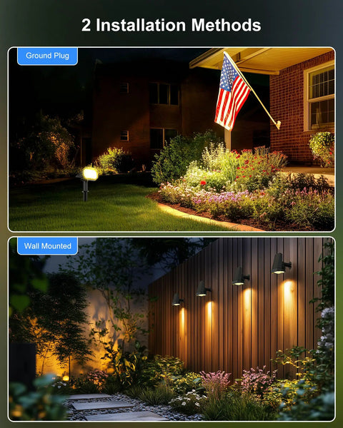 2 installation methods for Solar Pathway Lights 2 Pack 38.5 Inch Shepherd Hook Lanterns Waterproof Outdoor Lamps for garden