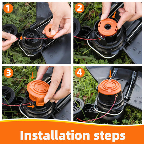 Worx Compatible Trimmer Spool Line Kit, 14 Pack 0.065 Inch Edger Spools Replacement for Weed Eater String Trimmers, installation steps