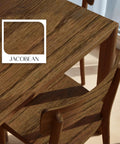 Close-up of wooden table stained with Premium Interior Water Based Wood Stain In Jacobean, showcasing rich color.
