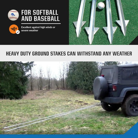 Beefy Heavy Duty Batting Cage Stake Down Kit For Secure 70 Ft Frames Zinc Galvanized Ground Anchors For Stability Display