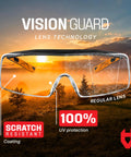 Over Eyeglasses Safety Glasses for Men and Women With Scratch Resistant Lenses, showcasing Vision Guard lens technology.