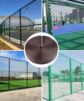 Chain Link Fence Tape Roll 250 Ft By 1.85 In Privacy Strip With One Hole Punch And 200 Fasteners shown installed on fences
