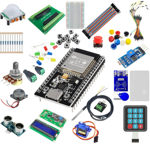 All In One ESP32 Starter Kit With Sensors Display And Modules For Arduino IDE And MicroPython 20 In 1 Electronics Kit Components