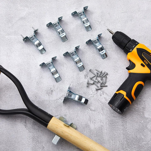 Heavy Duty Metal Spring Clip Hangers 30 Pack Wall Mount Organizer for Garage with drill and screws, holding tool handle