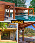 4 Pack 45 Degree Angle Brackets For Pergola Deck Porch Log Cabin 2x4 Framing, installed on outdoor structures, poolside view