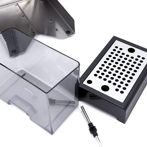 Classic Evo Pro Espresso Machine With 9 Bar Extraction parts including a drip tray, water reservoir, and steam wand tip