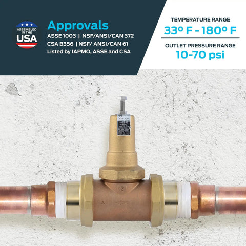 Direct Pressure Regulating Valve With Double Union 2 Inch NPT Female Metal Top 60 Psi PVA54M DUTH 60 Water PRV For Home Or Small Biz Plumbing And Upgrading Your System, brass valve on copper pipe