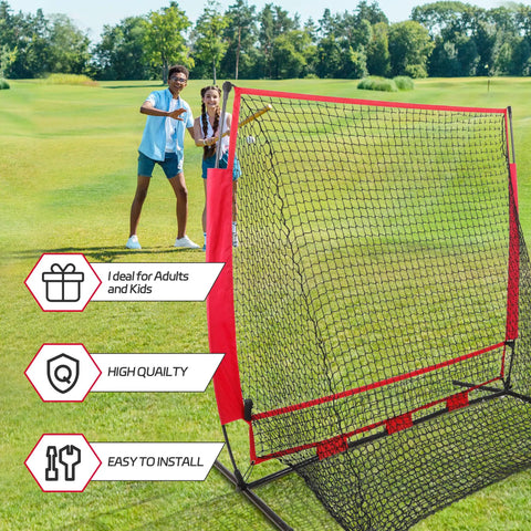 Portable Baseball And Softball Practice Net With Bow Frame Foldable Batting Cage for Hitting and Pitching Drills on field