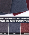 Close-up of 15 Piece Scuff Pad Kit For Auto Body Work General Fine And Ultra Fine Manual Scrubbin Pads showing texture and colors.