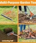 Heavy Duty Thatch Rake With Adjustable Handle 15 Inch Dethatcher Rake For Lawn Garden And Yard Cleanup Strong Steel Construction
