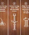 Instructions for mounting Round Taper Furniture Legs 16 Inch, 4 Pack, Self Leveling Quick Mount Wood Legs with 5/16 Inch 18 Hanger Bolt