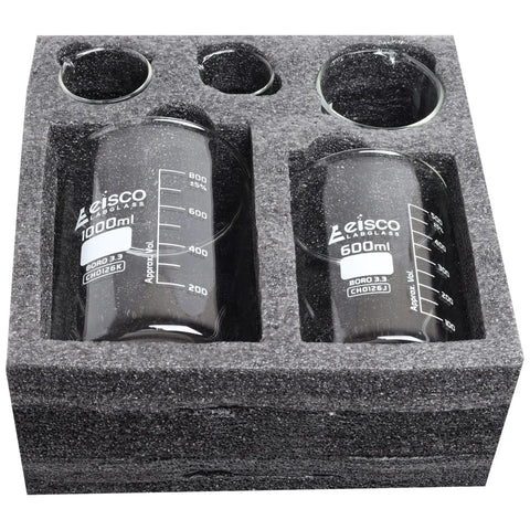 Premium Borosilicate Glass Beaker Set With 50 mL 100 mL 250 mL 600 mL And 1000 mL Low Form Beakers White Graduation Markings