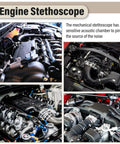 Four engine images showcasing detailed mechanics for Two Pack Mechanic Stethoscope With Precision Metal Probe For Sniffing Out Engine Noises Transmission Gremlins Universal Auto Diagnostic Tool For Cars Trucks SUVs And RV.