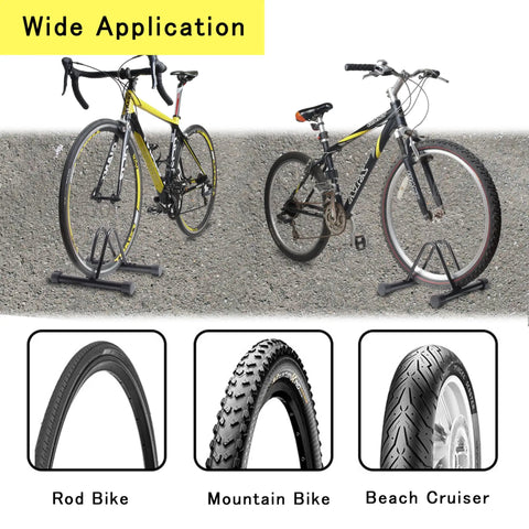Space Saving Bike Rack Stand For Mountain And Road Bikes, Adjustable Width, Fits Most 26 Inch Wheels, Indoor Outdoor Garage