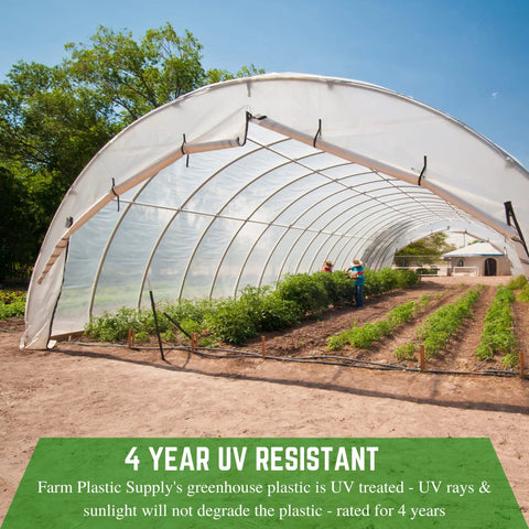 Clear 6 Mil Greenhouse Plastic Sheeting For Hoop Houses UV Resistant Polyethylene Film 25 Foot By 40 Foot Coverage Heavy Duty Garden Cover For Gardening Farming Agriculture