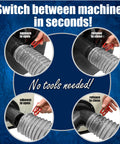 Image showing a 2-1/2 Inch PVC Dust Debris Collection Hose Kit being switched between machines with turning clamps.