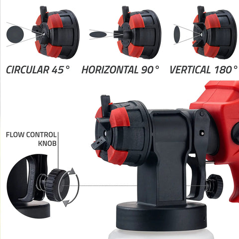 Handheld HVLP Spray Gun With Adjustable Airflow And 600W Power For Home Projects Three Spray Patterns And Four Nozzles