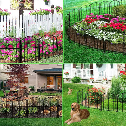 Arched Garden Fence Border Panels 17 Inch By 10 Foot 10 Pack Rustproof Metal No Dig Fence For Dogs Doggie Barrier Flower Bed Edging