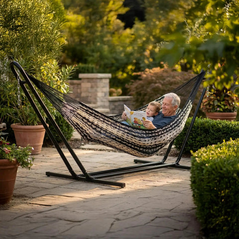 XXL Handwoven Mayan Double Hammock For Outdoor Use With Thick Cord 156 Inch Wide 90 Inch Deep And 625 Pound Capacity Heavy Duty Outdoor Hammock In