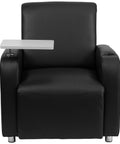 George LeatherSoft Guest Chair With Tablet Arm And Cup Holder For Offices And Waiting Rooms, front view