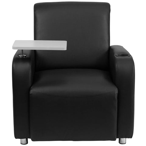 George LeatherSoft Guest Chair With Tablet Arm And Cup Holder For Offices And Waiting Rooms, front view