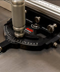 Beefy Precision Miter Gauge For Table Saws Featuring Heavy Duty Anodized Aluminum Construction With Adjustable Fence And Tight Micro Adjuster Setup on a table saw.