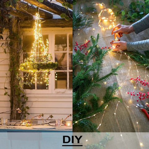 Outdoor Solar Fairy String Lights Watering Can Waterfall Effect 9 Strands Of 180 LEDs set in garden and DIY setup
