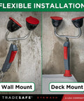 Go To Heavy Duty Eye Wash Station With Dual Head Drench Hose For Emergency Use, shown wall and deck mounted