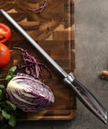10 Inch Professional Kitchen Knife Sharpener Rod For All Chef Knives With Japanese High Carbon Steel Ergonomic Pakkawood Handle 