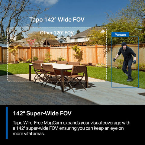 Person detected by MagCam 2K Plus Outdoor Security Camera With Wire Free Battery Power Magnetic Mount, 142° FOV.